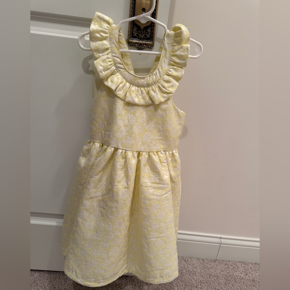 Janie and Jack Light Yellow Jacquard Floral Dress
